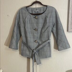 Ann taylor 10 checker plaid button down blazer pocket jacket